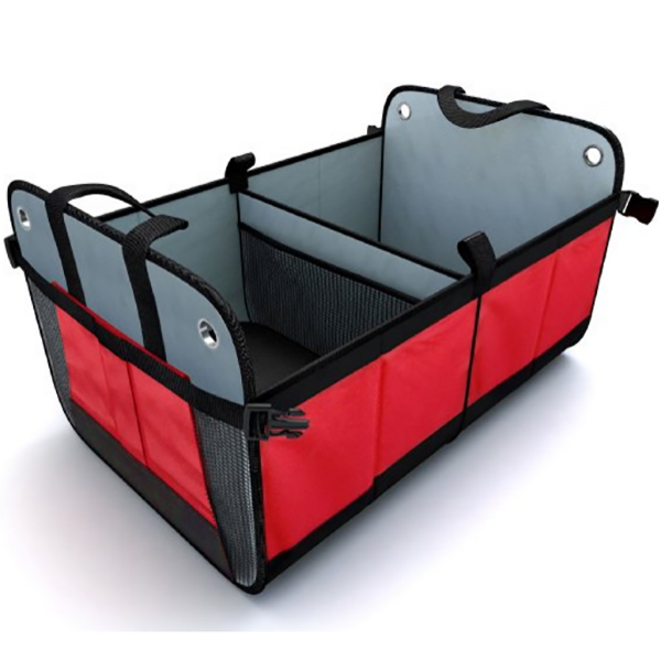 2-compartments collapsible car trunk organizer