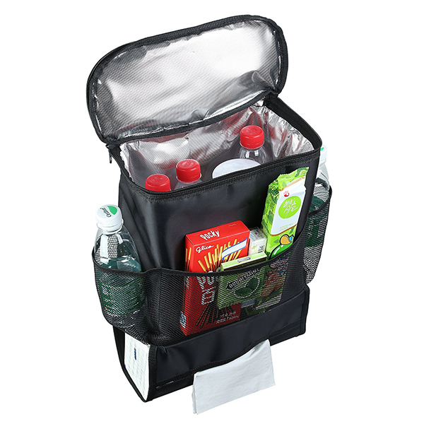 Multi-Pocket Insulated Car Seat Back Drinks Holder Cooler Travel Storage Bag