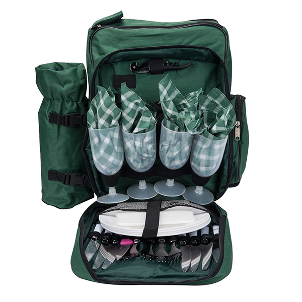4 Person Picnic Backpack With Cooler Compartment